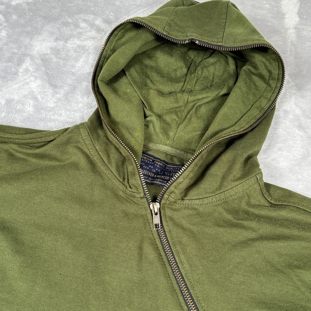 Techwear Hoodie Mens M Olive Asymmetrical Full Face Zip Military Bleecker Mercer